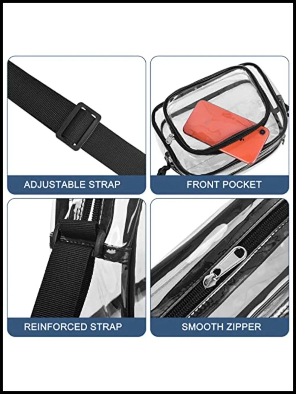 Stadium Approved Clear Satchel Bag Crossbody PVC Purse Concerts Events